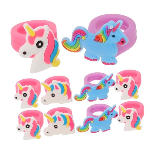 UPKOCH 20 Stk Cartoon-Ring aus weichem Gummi Einhornringe für Kinder Kleinkindkleid Prinzessin Fingerringe Geschenke Einhorn-Ringe für Kinder Finger-Einhorn-Ringe weiches Gummi Kuchen PVC von UPKOCH