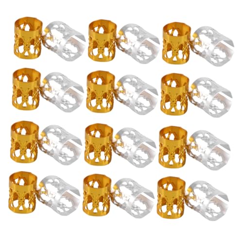 UPKOCH 200 Stück Teiliges Dreadlocks Haarschmuck aus Metall Filigrane Leichte Flechtringe in Gold und Silber für Zöpfe Dekorative Haarringe für Damen und Herren Modische Haar Accessoires von UPKOCH