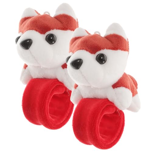 UPKOCH 2stücke Plüsch Slap Armband Niedliches Haustier Design Strapazierfähige Kinderarmbänder Für Feste Und Spiel Husky Und Rotbraun von UPKOCH