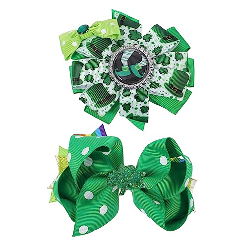 UPKOCH 2er-pack Haarnadel-clips Zum St Patricks Day Kleeblatt-haarklammern Für Kinder Stoff- Und Metallmaterial Haarschleife Für Irische Festivals Partyzubehör von UPKOCH