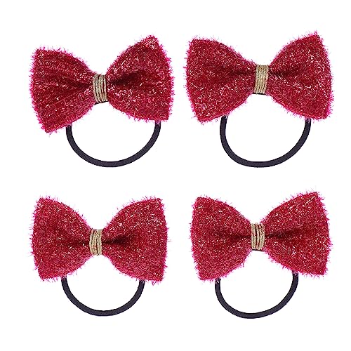 UPKOCH 2paar Weihnachts Haargummis Für Mädchen Mit Schleifen Elastische Ponytail Halter Glänzende Bänder Pflaumenfarbe Für Festliche Anlässe Und Alltag von UPKOCH