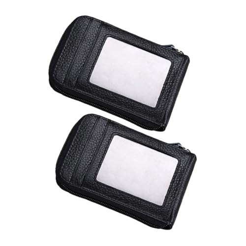 UPKOCH 2stücke Kreditkartenetui Für Damen Und Herren Rindsleder-Organizer Mit Mehreren Kartenfächern Schmal Und Kompakt Mit Metallreißverschluss Für Kreditkarten Ausweise Und von UPKOCH