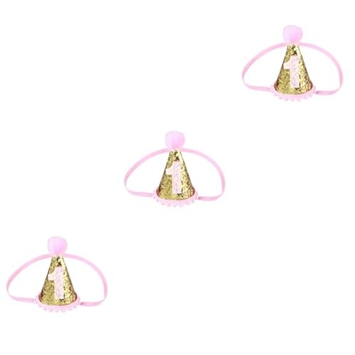 UPKOCH 3 Stk -Partyhut Stirnband für Jungen erster Geburtstagshut haarschmuck hair accessories Haarbänder Geburtstagsmütze für Mädchen Glitzer-Geburtstagsmütze für Babys von UPKOCH