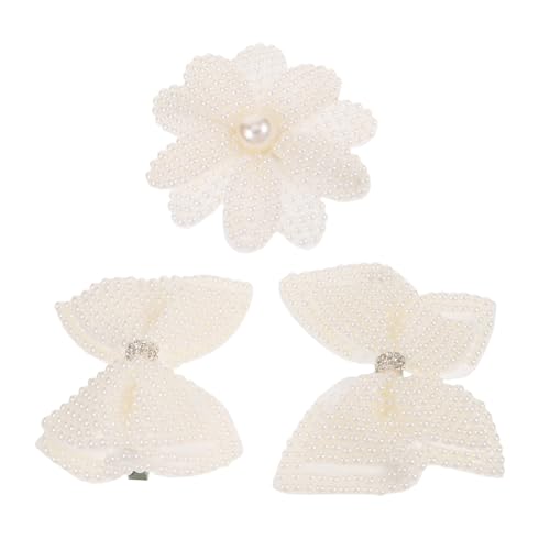 UPKOCH 3 Stück 3-teiliges Perlen-Haarclip mit Schleifen-Design Starker Griff durch Duckbill-Verschluss Elegante Schmuck-Haarspangen aus Kunstperlen und Metall für Frauen Geeignet für von UPKOCH