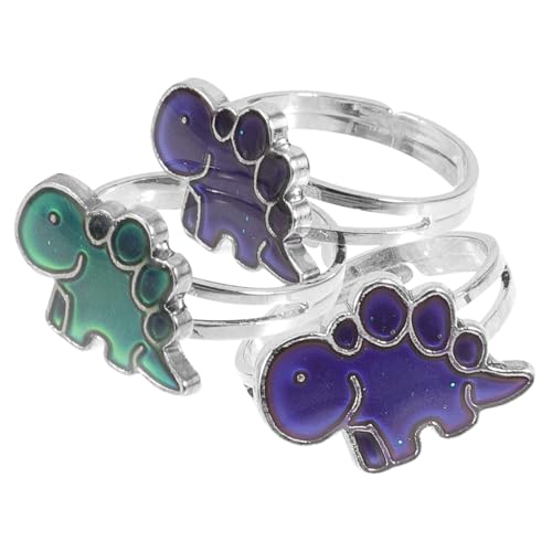 UPKOCH 3 Stück Dinosaurier Stimmungsringe Verstellbare Farbwechsel Ringe für Damen Modische Dinosaurier Schmuck Geschenke für Dino Fans Geeignet für Party Geburtstag Themenfeiern von UPKOCH