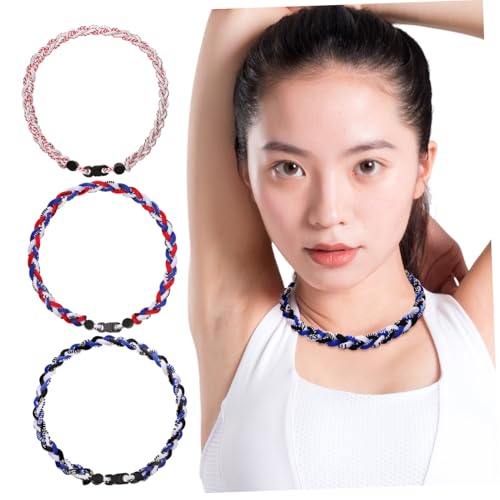 UPKOCH 3 Stück Geflochtene Baseball halskette Sportliche Seil halsketten für Männer Rot weiß blau und Schwarz blau Robuste Vielseitige Baseball fan Schmuckaccessoires von UPKOCH