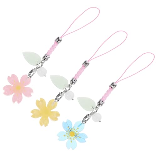 UPKOCH 3St Sakura-Kopfhöreranhänger bag charm handy zubehör süßer floraler Schlüsselanhänger Anti-Verlust-Handyband dekorativer Handykettenanhänger Handyband für Damen von UPKOCH