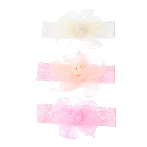 UPKOCH 3st Stirnband Haarschmuck Für Stirnbänder Für Kleine Mädchen Spitzenhaarband Mädchen Fotografie Haarschmuck Blumenmädchen Stirnband Spitze Kind Stoff Die Blumen Weiß von UPKOCH