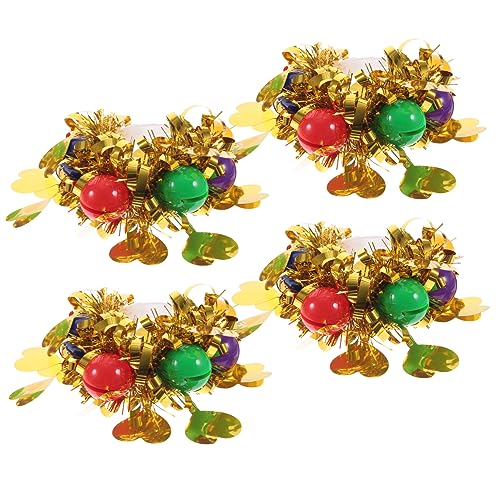 UPKOCH 4 Stück Glitzernde Handgelenk Blumenarmbänder mit Glocken für Tanzaufführungen Dekorative Handgelenkschmuck für Cheerleading Events von UPKOCH