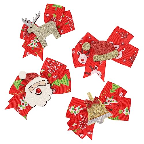 UPKOCH 4 Stück Teiliges Weihnachts Haarclip mit Niedlichen Schleifen und Rentier Geweih Festlich Bunte Haarnadeln für Mädchen Langlebige Xmas Haaraccessoires für Party und Alltag von UPKOCH