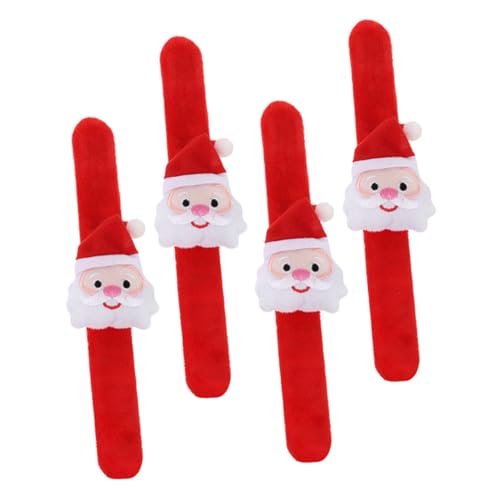 UPKOCH 4 Stück Weihnachtsring Kinder Urlaub Armbänder Partydekoration Kinderanzug Santa-slap-armband Weihnachtsarmbänder Armband Für Kinder Chucky Plüsch Pp Baumwolle Niedlich Rot von UPKOCH