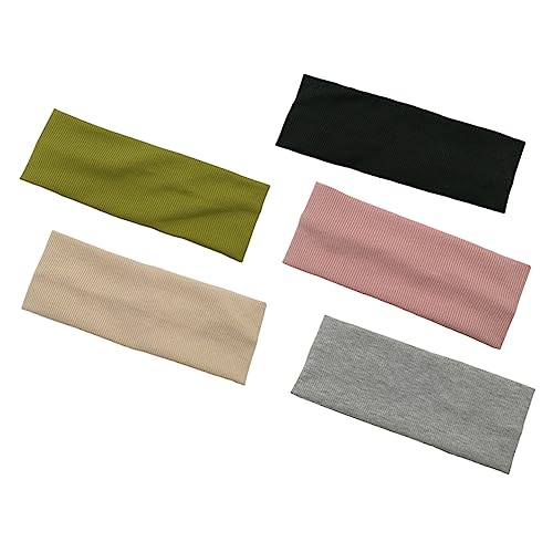 UPKOCH 5 Stück Teiliges Elastisches Sport Stirnband aus Atmungsaktivem Baumwollmaterial Breiter Rutschfester Haarreifen zum Waschen Gesichts und Make Up Geeignet für Damen und von UPKOCH