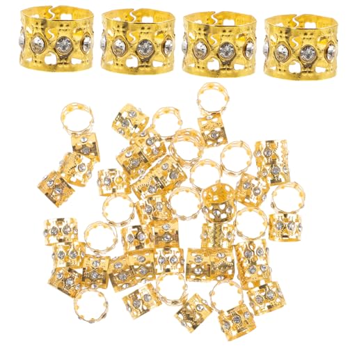 UPKOCH 50 Stück Goldfarbene Haarringe aus Metall Dreadlock Schmuck mit Glatter Innenfläche Geeignet für Zöpfe Flechtfrisuren Bartaccessoires Modische Haarverlängerungs Dekoration von UPKOCH
