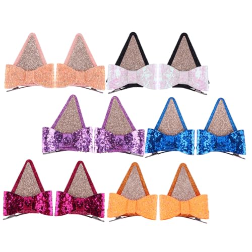 UPKOCH 6 Paare Glitzernde Haarspangen mit Schleifen design Leichte in Blau Haut Orange Schwarz und Flieder Modischer Haarschmuck für Frauen von UPKOCH