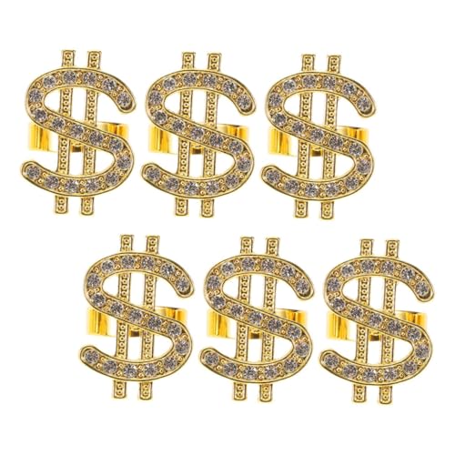 UPKOCH 6 Stück Teiliges Kristallbesetzte Punk Ringe Stilvolle Rapper Kostüm Accessoires Auffälliger Schmuck für Herren und Damen für Hip Hop Partys Halloween und Cosplay von UPKOCH