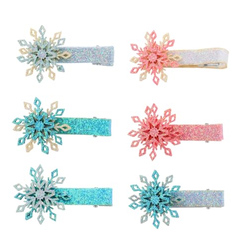 UPKOCH 6st Schneeflocke Haarnadel Weihnachtshaarspange Kinder Weihnachtshaarnadeln Kindergeburtstag Haarspange Weihnachtshaarnadel Kleinkind Clips Baby Geschenkpackung Stoff Krawatte von UPKOCH