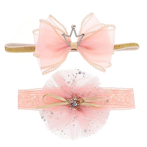 UPKOCH 8 Stück Krone Haarschmuck Stirnband Krone Stirnband Neugeborenen Stirnband Kleinkind Haargummis Für Mädchen Baby Haarschmuck Para Bebé Rosa Mädchen Kind Polyester Blumenkopf von UPKOCH