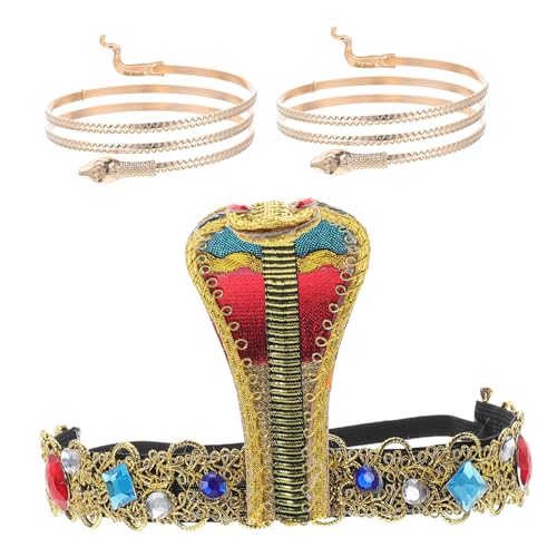 UPKOCH Ägyptisches Schlangen Stirnband Teiliges Leichter Haarschmuck und Armreif Vielseitiges Cleopatra Kostüm Accessoire für Damen und Herren Halloween Cosplay von UPKOCH