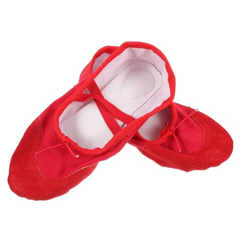 UPKOCH Ballettschuhe Erwachsene PU Glänzend Elastisches Band rutschfeste Tanzschuhe für Yoga Ballett Sport Rot von UPKOCH