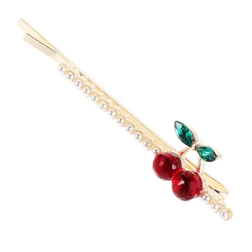 UPKOCH Fashionable Cherry Hair Clip Mit Strass Für Frauen Elegante Perlen-haarspange Für Alltag Und Besondere Anlässe Vielseitig Als Seiten-haarpin Haarfixierung von UPKOCH