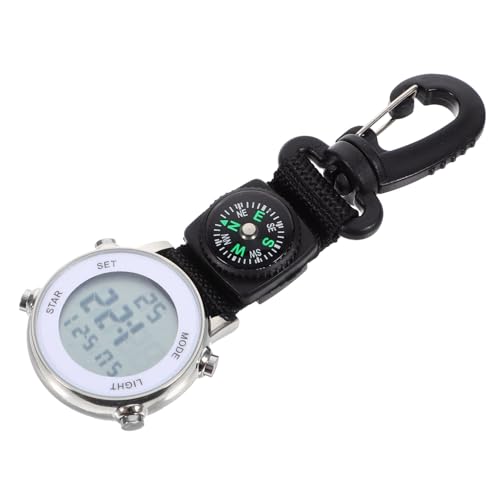 UPKOCH Taschenuhr Mit Karabiner Multifunktionale Elektronik Uhr Für Männer Watch Für Schule Und Outdoor-aktivitäten Silber Nylonband von UPKOCH