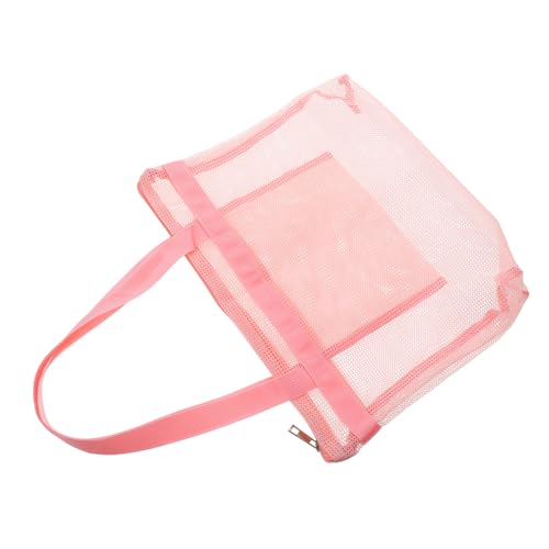 UPKOCH Große Strandtasche mit Reißverschluss Netz Mesh Material Leichter Nylonbeutel mit Tragegriff für Frauen Praktische Portable Badetasche für Schwimmen und Urlaub von UPKOCH