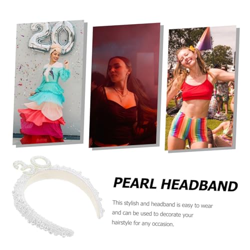 UPKOCH Perlen Haarreif Damen Verstellbares Stirnband mit Perlenbesatz Leichtes Geburtstags Party Haarband für Frauen und Mädchen für Fotoshootings und Festlichkeiten von UPKOCH
