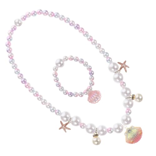 UPKOCH Perlenschmuck Meerjungfrau Halskette und Armband Teiliges Pinkes Muschel Design für Mädchen Komfortabel Hautfreundlich Modisch für Party Alltag von UPKOCH