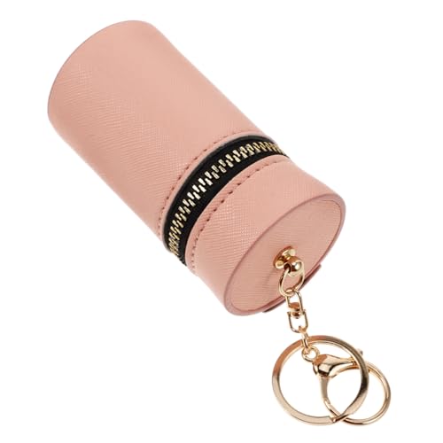 UPKOCH Portable Münztasche Mit Reißverschluss Vielseitige Kosmetische Aufbewahrung Für Lippenstift Schlüssel Und Kopfhörer Stylisches Zylindrisches Pu-Design Mit Schlüsselanhänger von UPKOCH