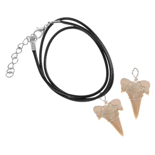 UPKOCH Shark Tooth Anhänger Teilig mit Lederband Lederband Tribal Schmuckanhänger für Halskette Handgefertigt Natürliche Dekoration von UPKOCH