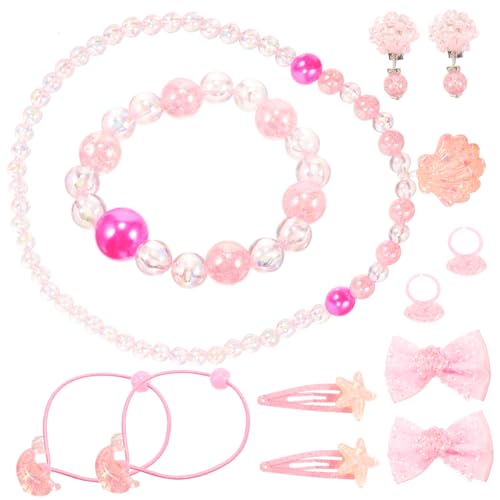 UPKOCH Teiliges Mädchen Prinzessin mit Halskette Armband Ring Haarspange und Muschel rucksack Bunte Kinderschmuck für Kleinkinder Hautfreundlich und Modisch Geschenkidee von UPKOCH