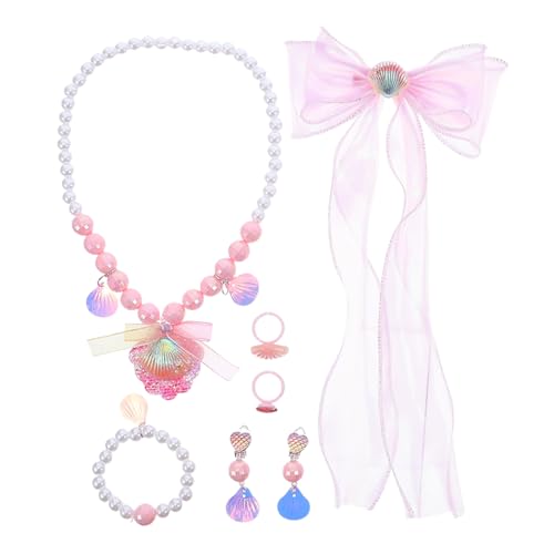 UPKOCH Veranstaltungen Schulpartys Muschelfinger Mit Süßer Schleife Kinderzubehör Kleines Vorgetäuschtes Kleinkind – Schmuck Ohrringe Armband Halskette Clips Gastgeschenke von UPKOCH
