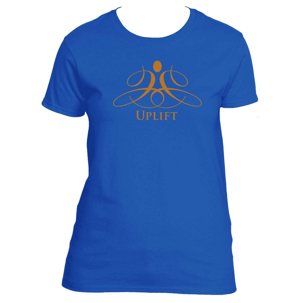 Damen Kurzarm T-Shirt Gold Uplift Emblem Auf Frontmitte Damen Kurzarm T-Shirt Gold Uplift Emblem Auf Frontmitte von UPLIFTTreasures