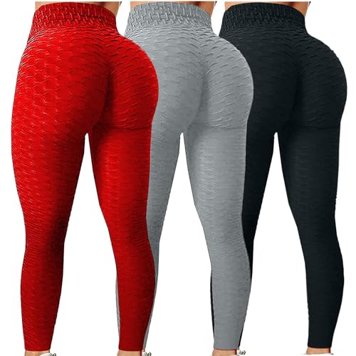 3er Pack Sport Leggings Damen High Waist Boom Booty Scrunch Butt Leggings Push Up Boot Yogahose Leggins Blickdicht Hosen Sportleggins Yoga Laufhose Bauchweg Sporthose Freizeithose Jogginghose von UPOI