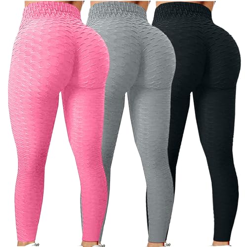 3er Pack Sport Leggings Damen High Waist Boom Booty Scrunch Butt Leggings Push Up Boot Yogahose Leggins Blickdicht Hosen Sportleggins Yoga Laufhose Bauchweg Sporthose Freizeithose Jogginghose von UPOI