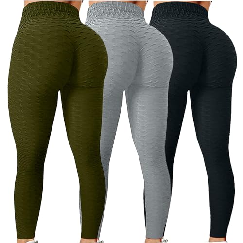 3er Pack Sport Leggings Damen High Waist Boom Booty Scrunch Butt Leggings Push Up Boot Yogahose Leggins Blickdicht Hosen Sportleggins Yoga Laufhose Bauchweg Sporthose Freizeithose Jogginghose von UPOI