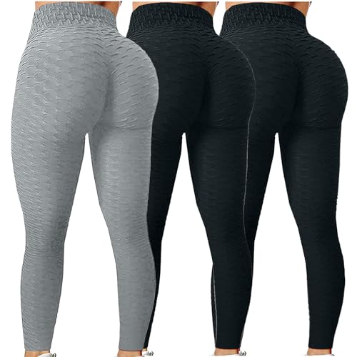 3er Pack Sport Leggings Damen High Waist Boom Booty Scrunch Butt Leggings Push Up Boot Yogahose Leggins Blickdicht Hosen Sportleggins Yoga Laufhose Bauchweg Sporthose Freizeithose Jogginghose von UPOI