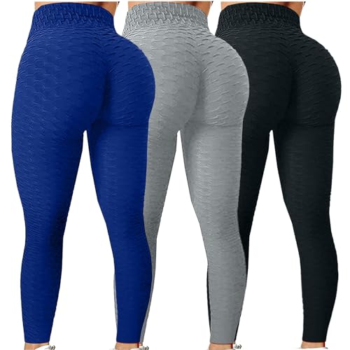 3er Pack Sport Leggings Damen High Waist Boom Booty Scrunch Butt Leggings Push Up Boot Yogahose Leggins Blickdicht Hosen Sportleggins Yoga Laufhose Bauchweg Sporthose Freizeithose Jogginghose von UPOI