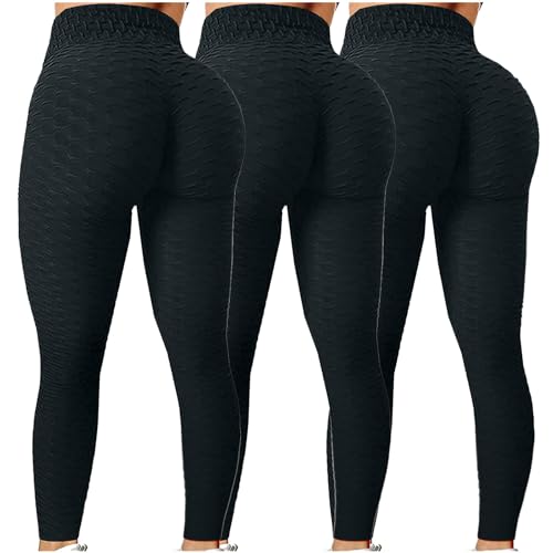3er Pack Sport Leggings Damen High Waist Boom Booty Scrunch Butt Leggings Push Up Boot Yogahose Leggins Blickdicht Hosen Sportleggins Yoga Laufhose Bauchweg Sporthose Freizeithose Jogginghose von UPOI