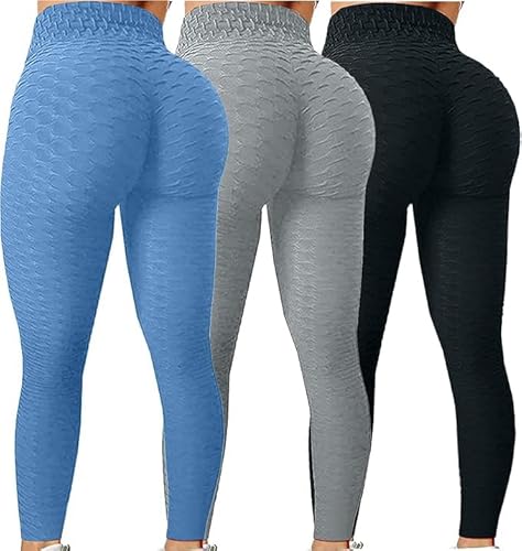 3er Pack Sport Leggings Damen High Waist Boom Booty Scrunch Butt Leggings Push Up Boot Yogahose Leggins Blickdicht Hosen Sportleggins Yoga Laufhose Bauchweg Sporthose Freizeithose Jogginghose von UPOI