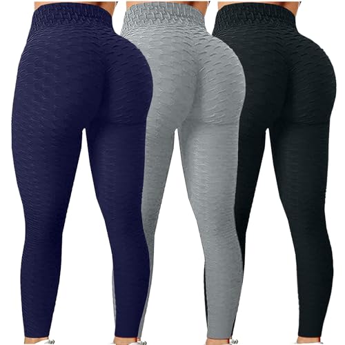 3er Pack Sport Leggings Damen High Waist Boom Booty Scrunch Butt Leggings Push Up Boot Yogahose Leggins Blickdicht Hosen Sportleggins Yoga Laufhose Bauchweg Sporthose Freizeithose Jogginghose von UPOI
