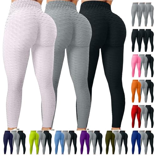 3er Pack Sport Leggings Damen High Waist Boom Booty Scrunch Butt Leggings Push Up Boot Yogahose Leggins Blickdicht Hosen Sportleggins Yoga Laufhose Bauchweg Sporthose Freizeithose Jogginghose von UPOI