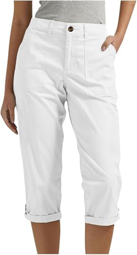 Caprihose Damen,3/4 Sommerhose Leicht Caprihose Wanderhose Elastische Bequeme Stoffhose Kurze Atmungsaktiv Outdoor Shorts Stretch Trekkinghose Athletisch Reisen Lässig Locker Sommerhosen mit 4 Taschen von UPOI