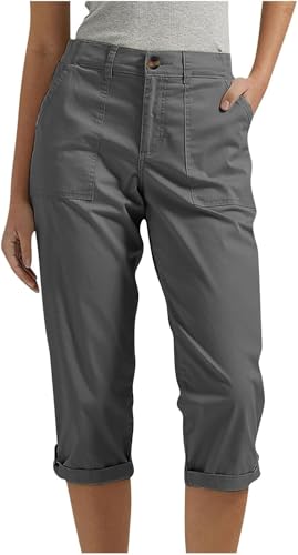 Caprihose Damen,3/4 Sommerhose Leicht Caprihose Wanderhose Elastische Bequeme Stoffhose Kurze Atmungsaktiv Outdoor Shorts Stretch Trekkinghose Athletisch Reisen Lässig Locker Sommerhosen mit 4 Taschen von UPOI