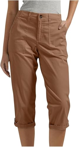 Caprihose Damen,3/4 Sommerhose Leicht Caprihose Wanderhose Elastische Bequeme Stoffhose Kurze Atmungsaktiv Outdoor Shorts Stretch Trekkinghose Athletisch Reisen Lässig Locker Sommerhosen mit 4 Taschen von UPOI