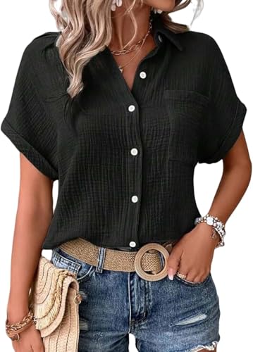 Musselin Bluse Damen,Leinenbluse Damen,Sommer Button-Down Leinenhemd Oberteile Oversized V Ausschnitt Leinenbluse Bluse Große Größen Leinen Kleidung Musselin Hemd Solide Top Musselin Bluse Damen,Leinenbluse Damen,Sommer Button-Down Leinenhemd Oberteile Oversized V Ausschnitt Leinenbluse Bluse Große Größen Leinen Kleidung Musselin Hemd Solide Top von UPOI
