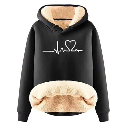 UPOI 2024 Damen Winter Sweatshirt Fleece Sherpa Gefütterter Pullover mit Kapuze Lässiger Sportlicher Fleece-Hoodie von UPOI