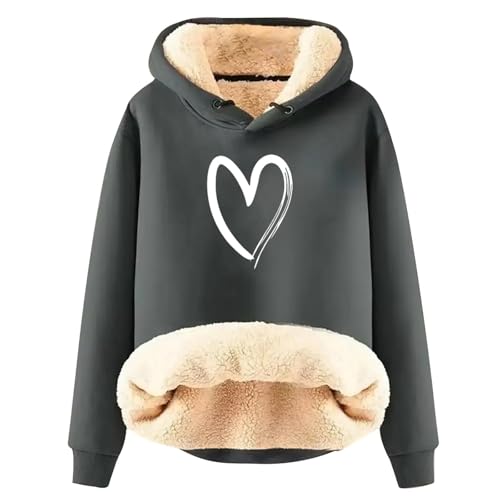 UPOI 2024 Damen Winter Sweatshirt Fleece Sherpa Gefütterter Pullover mit Kapuze Lässiger Sportlicher Fleece-Hoodie von UPOI