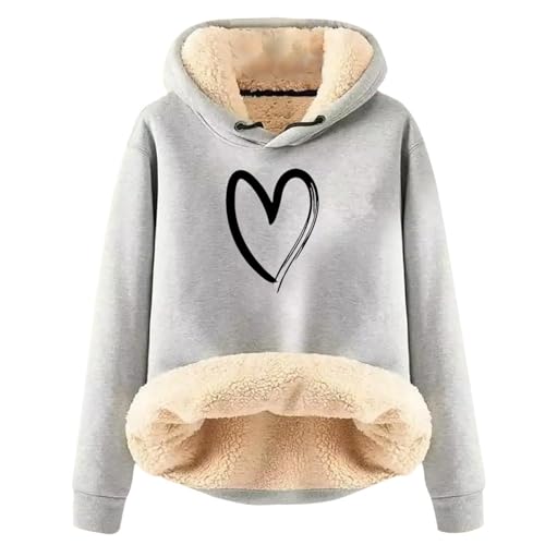 UPOI 2024 Damen Winter Sweatshirt Fleece Sherpa Gefütterter Pullover mit Kapuze Lässiger Sportlicher Fleece-Hoodie von UPOI