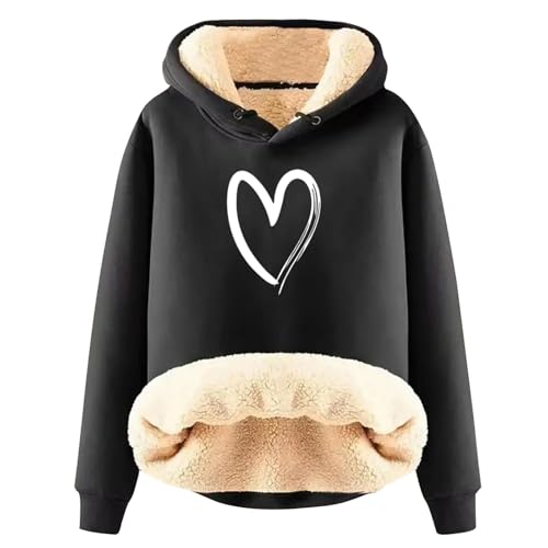 UPOI 2024 Damen Winter Sweatshirt Fleece Sherpa Gefütterter Pullover mit Kapuze Lässiger Sportlicher Fleece-Hoodie UPOI 2024 Damen Winter Sweatshirt Fleece Sherpa Gefütterter Pullover mit Kapuze Lässiger Sportlicher Fleece-Hoodie von UPOI